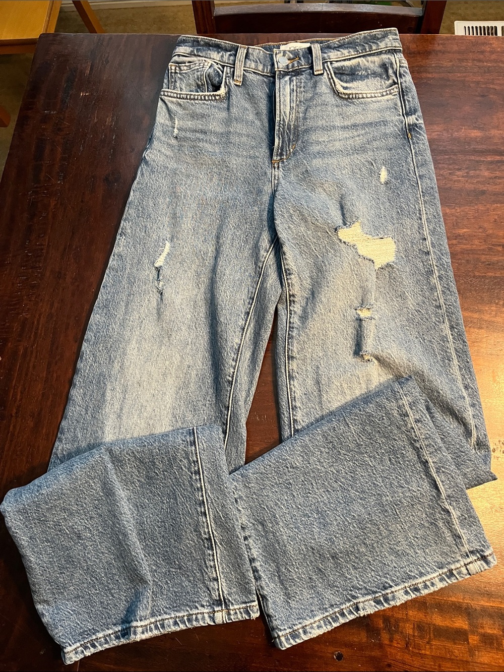 Joe's Jeans Light Blue Distressed Wide Jeans